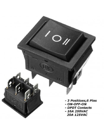 INTERRUPTEUR A BASCULE 3 POSITIONS 6 PIN 250VAC/15A